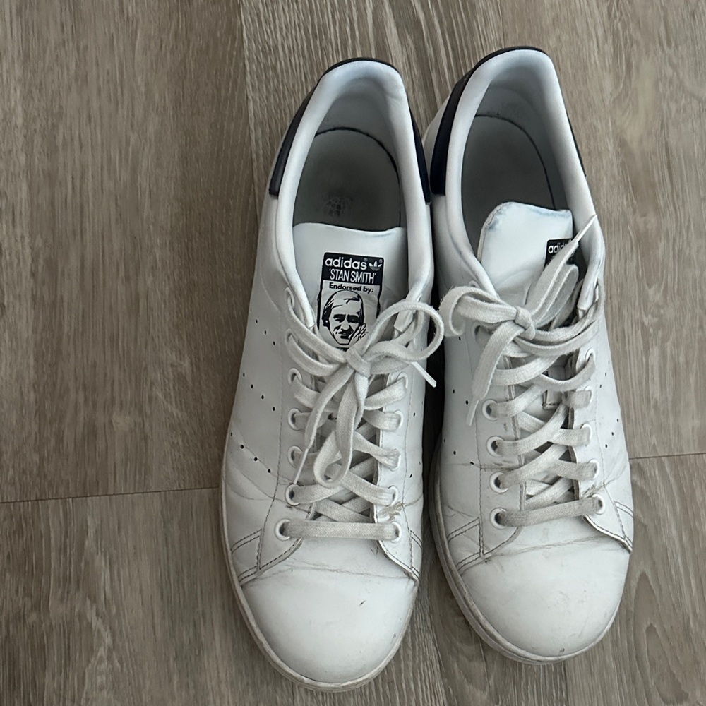 Adidas Stan Smith White and Navy Sneakers